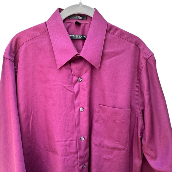 Geoffrey Beene Deep Purple Burgundy Dress Shirt Classic Fit - Picture 2 of 7